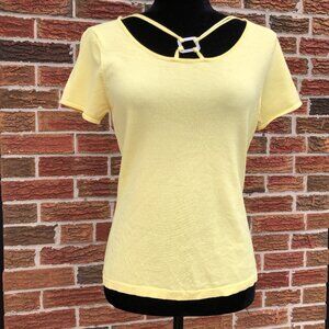 Franco Valeri Yellow Hardware Detail Knit Top Size M
